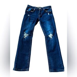 Boy’s Jeans Public Supply Co Skinny Fit Stretch, Ripped Dark  Blue Size 18